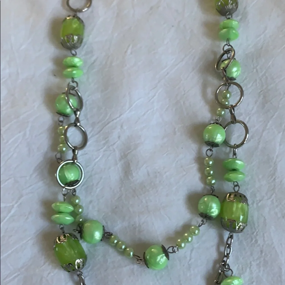 Vintage green and silver necklace